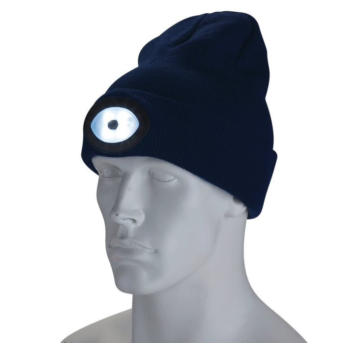 Draper Beanie Hat with Rechargeable Torch, One Size, 1W, 100 Lumens, Navy Blue Draper - UK Camping And Leisure
