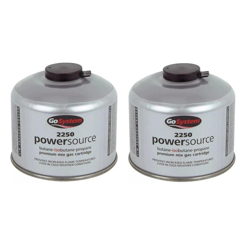 2x Go System PowerSource Butane Propane Threaded Gas Canister - 220g Go System - UK Camping And Leisure