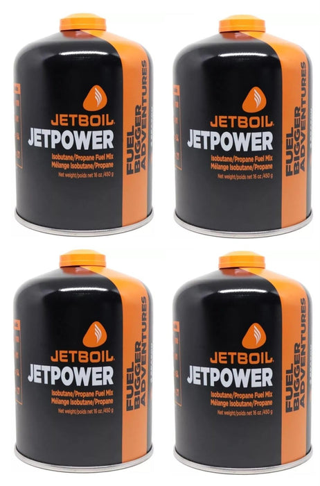 4x Jetboil JetPower Butane Gas Fuel 450g Canister Jetboil - UK Camping And Leisure