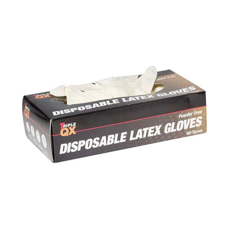 Triple QX Powder Free Latex Gloves (Small Box of 100): Durable & Comfortable Gl Triple QX - UK Camping And Leisure