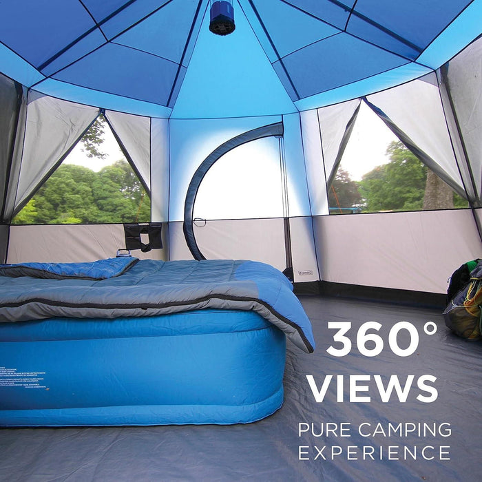 Coleman Cortes Octagon 8 Person Dome Glamping Yurt Camping Family Tent Blue