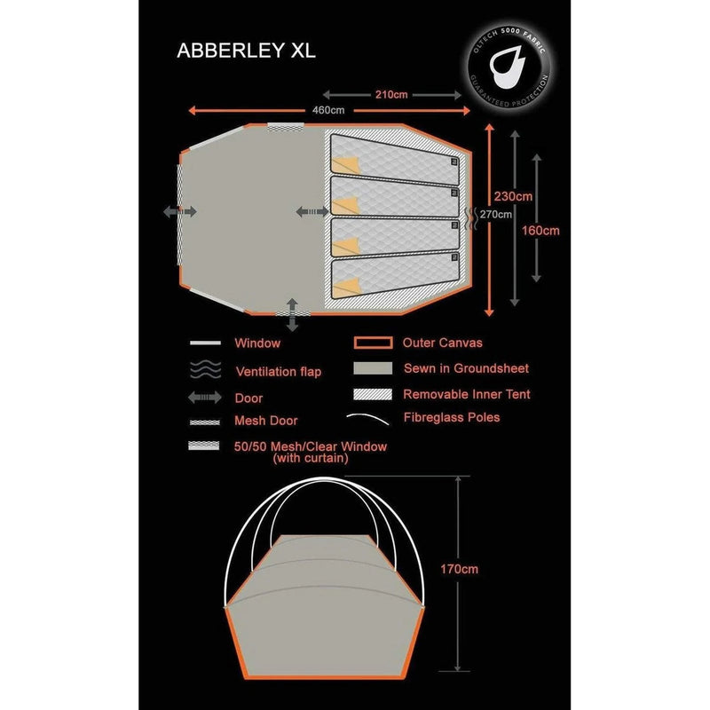 Olpro Abberley XL Tent - 4 Berth, Lightweight Fibreglass