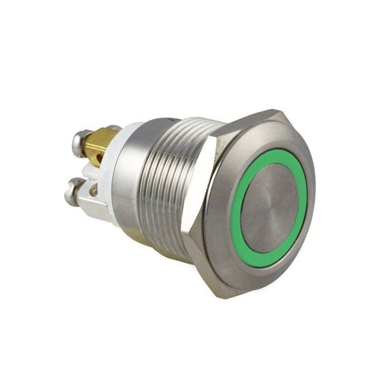 W4 Anti-Vandal Switch 12V 19Mm Momentary. Green Illumination | UK Camping and Leisure