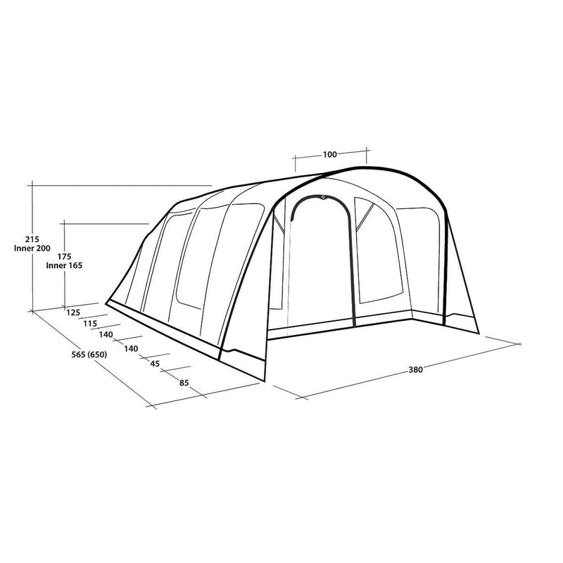 Outwell Colorado 6 Air 6 Berth Four Room Tunnel Tent - View 8