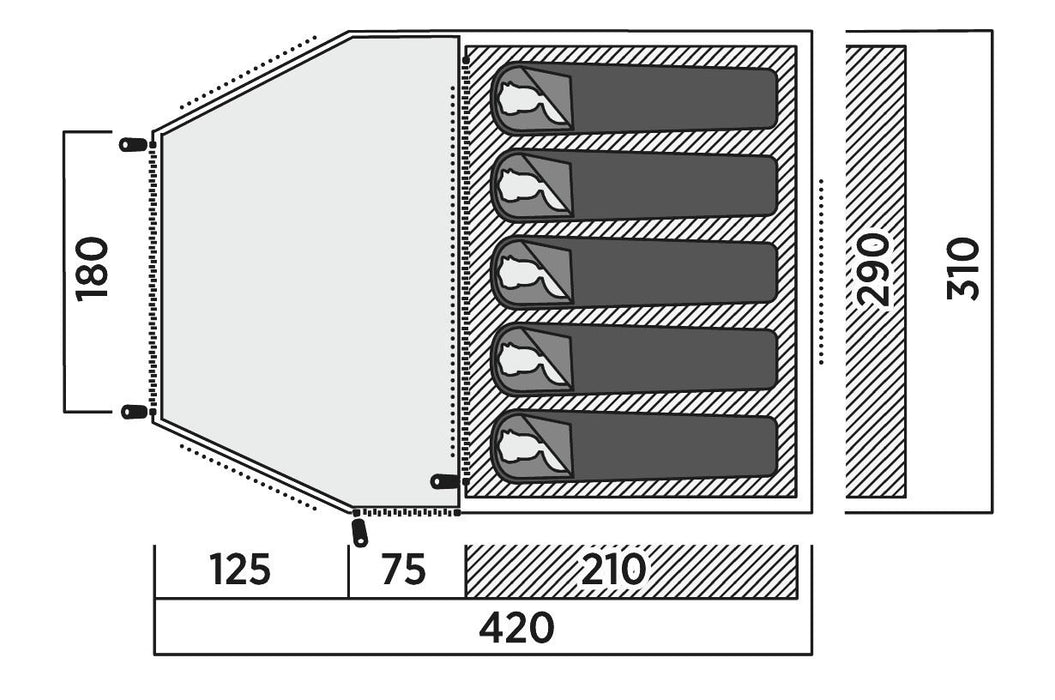 Easy Camp Kinn 5 Pole Tent Green 5 Person Easy Camp - UK Camping And Leisure