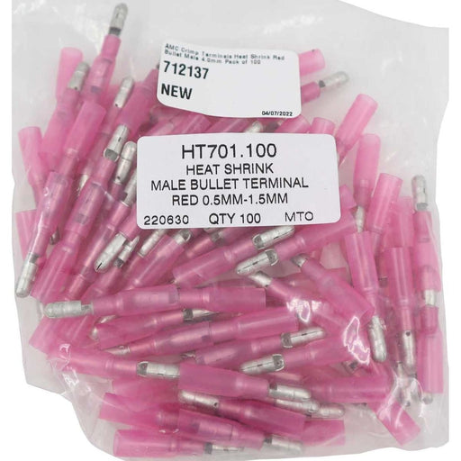 AMC Red Heat Shrink Male Bullet Terminal (4.0mm / 100 Pack) AMC - UK Camping And Leisure