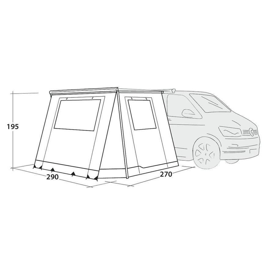 Outwell Backroads Campervan Cassette Awning Room Low 195cm - View 10