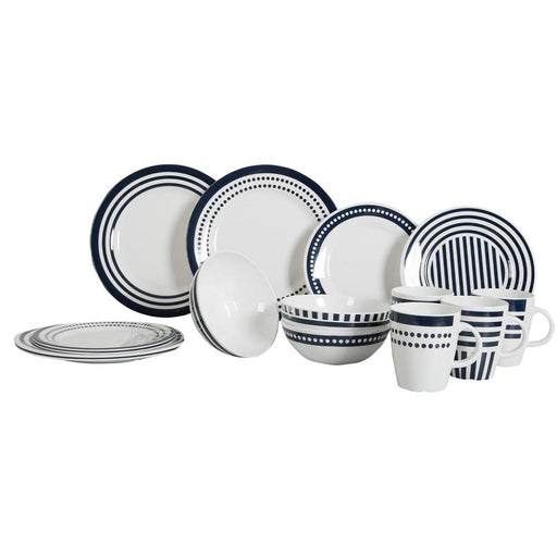 Gimex Marine Line Tableware Blue Betta 16 Pieces Gimex - UK Camping And Leisure