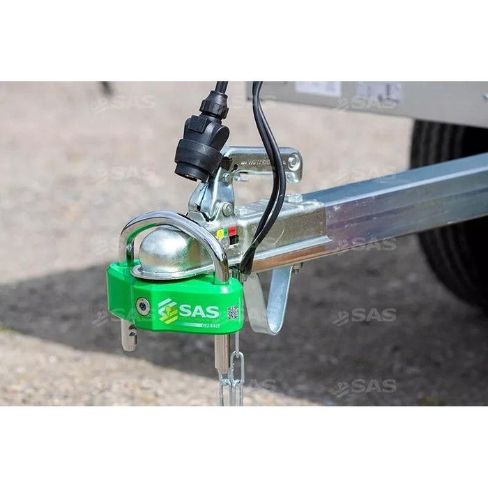 SAS Green Caravan Hitchlock Trailer Universal Hitch Coupling Tow Ball Lock High Security SAS - UK Camping And Leisure