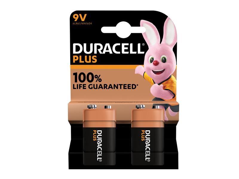 Duracell 9V Plus Power +100% Batteries (Pack 2) Duracell - UK Camping And Leisure