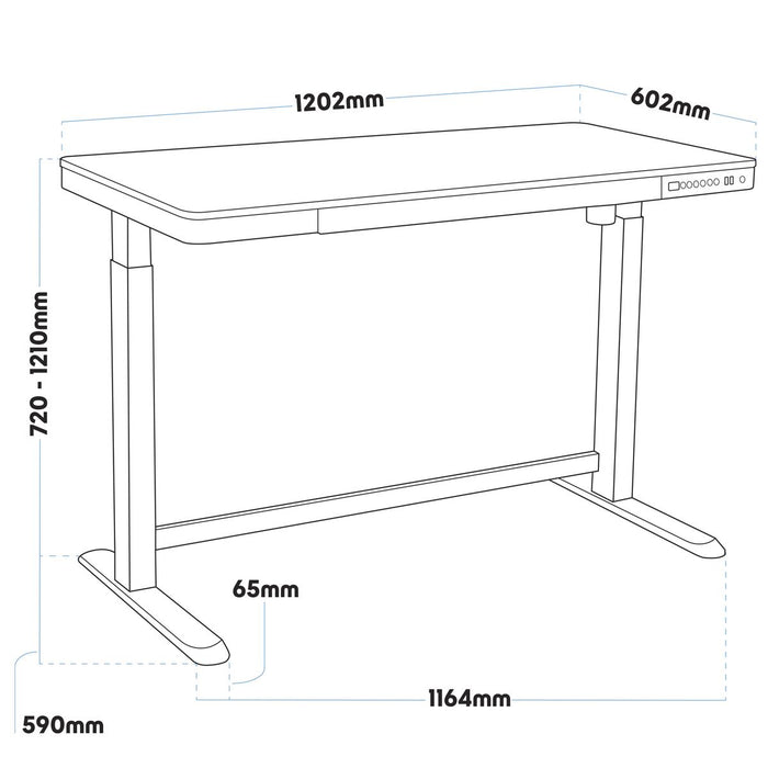 Dellonda Single Motor Electric Desk with Control Panel USB Port & Drawer Dellonda - UK Camping And Leisure