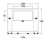 Outwell Backroads Campervan Cassette Awning Room Low 195cm - View 9