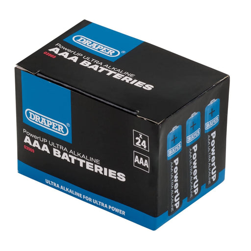 Draper PowerUP Ultra Alkaline AAA Batteries (Pack of 24) 03969 Draper - UK Camping And Leisure