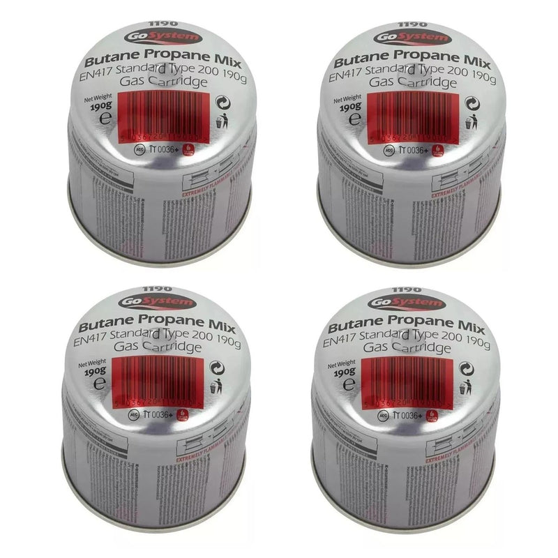 4x Go System Pierceable Butane Propane Gas Cartridge Fishing Camping 190g Go System - UK Camping And Leisure