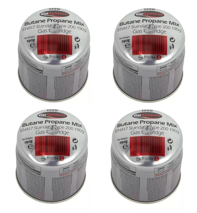 4x Go System Pierceable Butane Propane Gas Cartridge Fishing Camping 190g Go System - UK Camping And Leisure