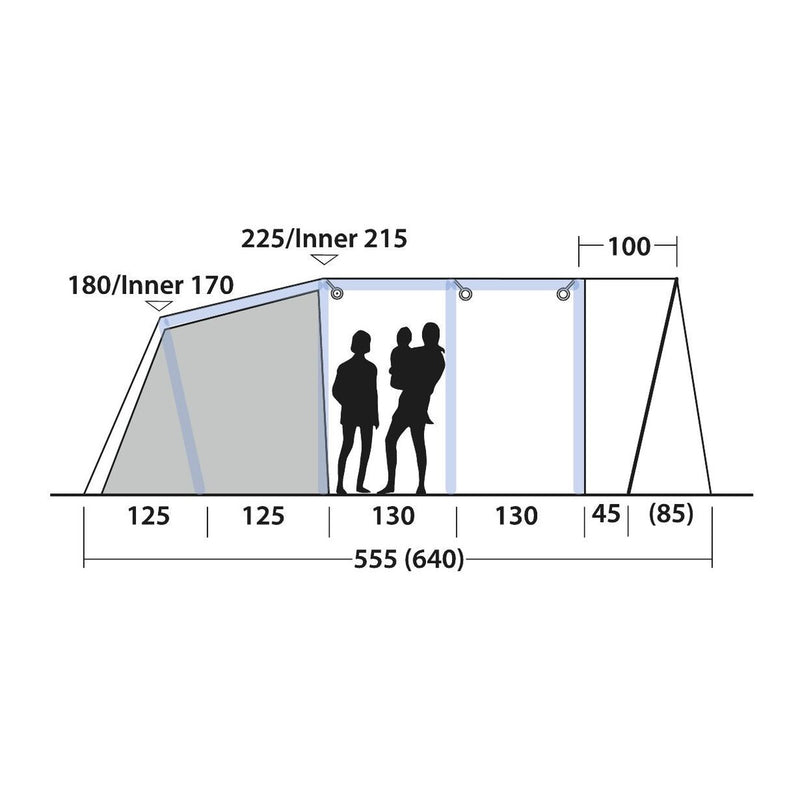 Outwell Alabama 6 Air TC 6 Berth Five Room Tunnel Tent - View 13