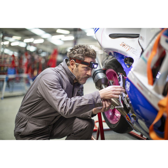 Sealey 3W CREE XPE LED Rechargeable Head Torch Light Auto Sensor 120 Lumens Sealey - UK Camping And Leisure