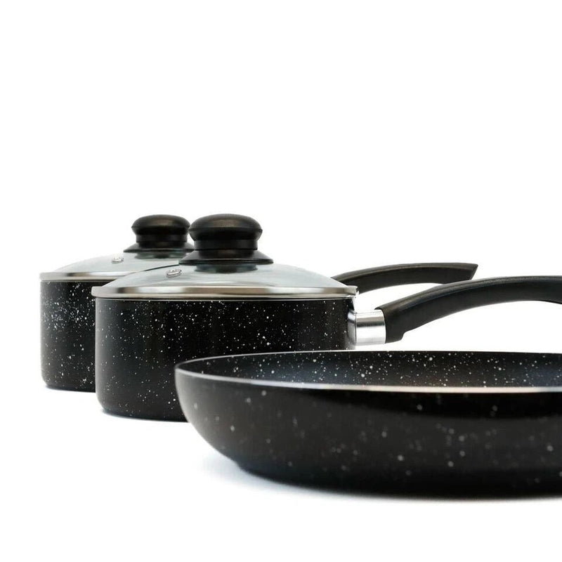 Leisurewize 3 Piece Induction Pan Set Black Marble Caravan Motorhome LW701 - Image 2 of 6 | UK Camping and Leisure