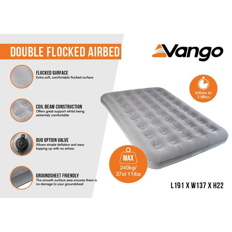 Vango Double Flocked Airbed Dark Grey - View 2