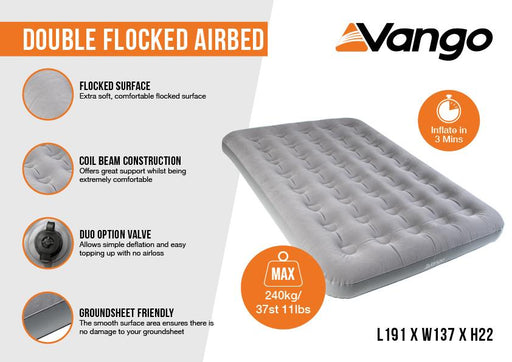 Vango Double Flocked Airbed Dark Grey - View 2