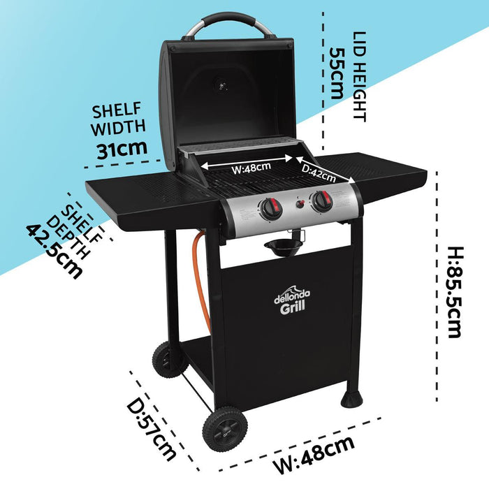 Dellonda 2 Burner Gas BBQ UK Camping And Leisure