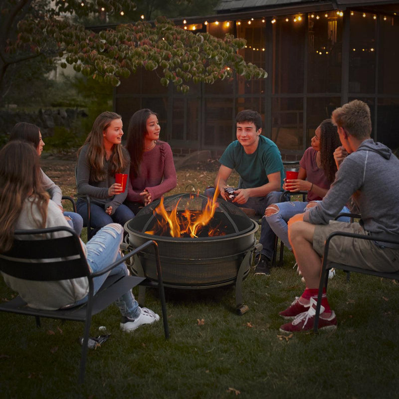 Dellonda 30" Deluxe 2-in-1 Outdoor Fire Pit & Coffee Table Antique Bronze Effect Dellonda - UK Camping And Leisure