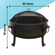 Dellonda 30" Deluxe 2-in-1 Outdoor Fire Pit & Coffee Table Antique Bronze Effect Dellonda - UK Camping And Leisure