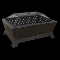 Dellonda 35" Rectangular Outdoor Fire Pit Antique Bronze Effect