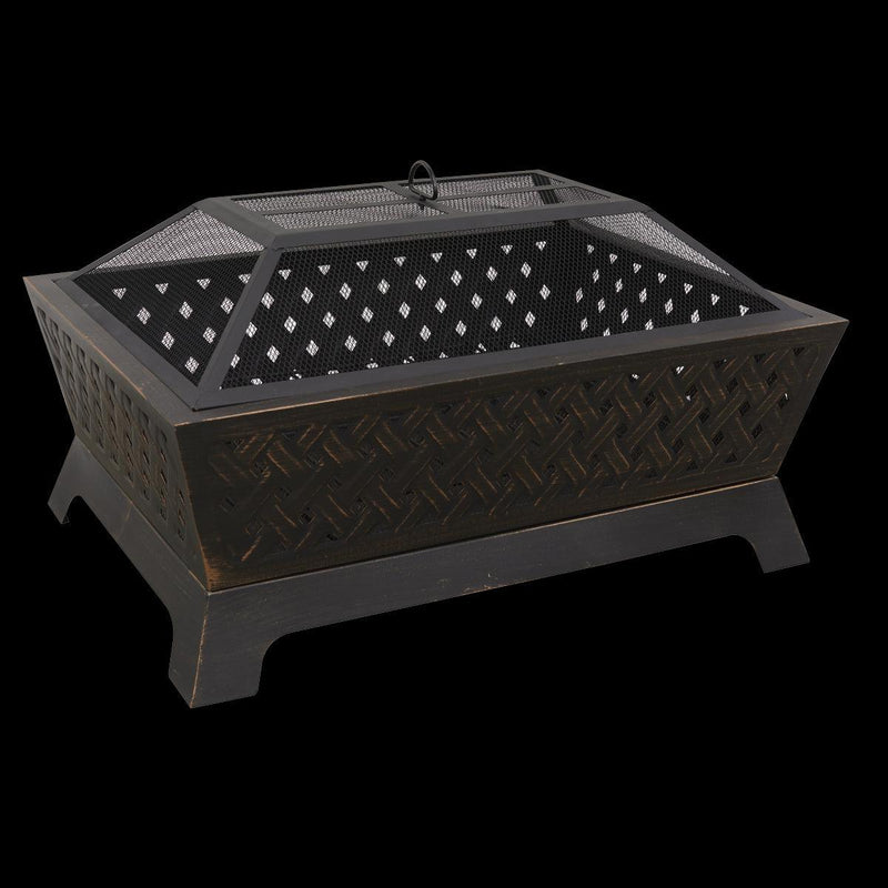 Dellonda 35" Rectangular Outdoor Fire Pit Antique Bronze Effect Dellonda - UK Camping And Leisure