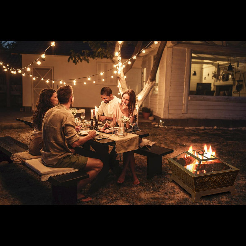 Dellonda 35" Rectangular Outdoor Fire Pit Antique Bronze Effect Dellonda - UK Camping And Leisure