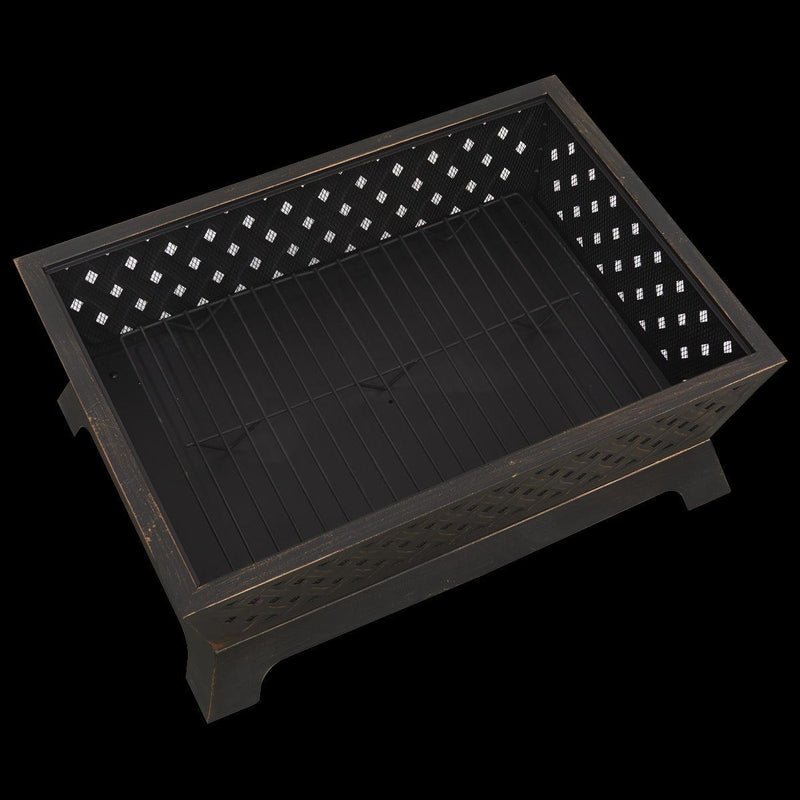 Dellonda 35" Rectangular Outdoor Fire Pit Antique Bronze Effect Dellonda - UK Camping And Leisure