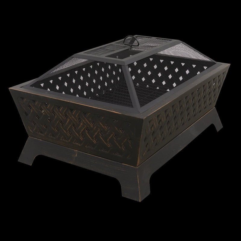 Dellonda 35" Rectangular Outdoor Fire Pit Antique Bronze Effect Dellonda - UK Camping And Leisure