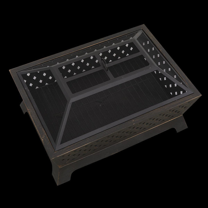 Dellonda 35" Rectangular Outdoor Fire Pit Antique Bronze Effect Dellonda - UK Camping And Leisure