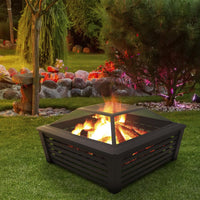 Dellonda 35" Square Outdoor Fire Pit Black