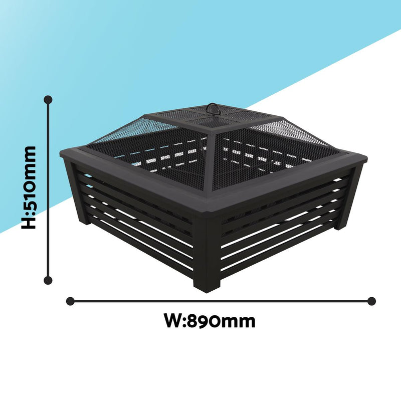Dellonda 35" Square Outdoor Fire Pit Black Dellonda - UK Camping And Leisure