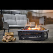 Dellonda 35" Square Outdoor Fire Pit Black Dellonda - UK Camping And Leisure