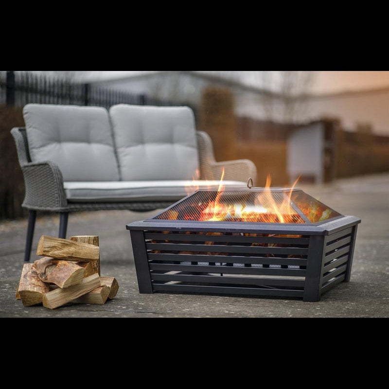Dellonda 35" Square Outdoor Fire Pit Black Dellonda - UK Camping And Leisure