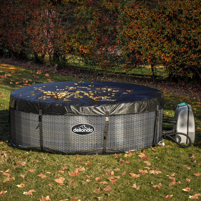 Dellonda 4-6 Person Inflatable Hot Tub Spa with Smart Pump - Rattan Effect UK Camping And Leisure