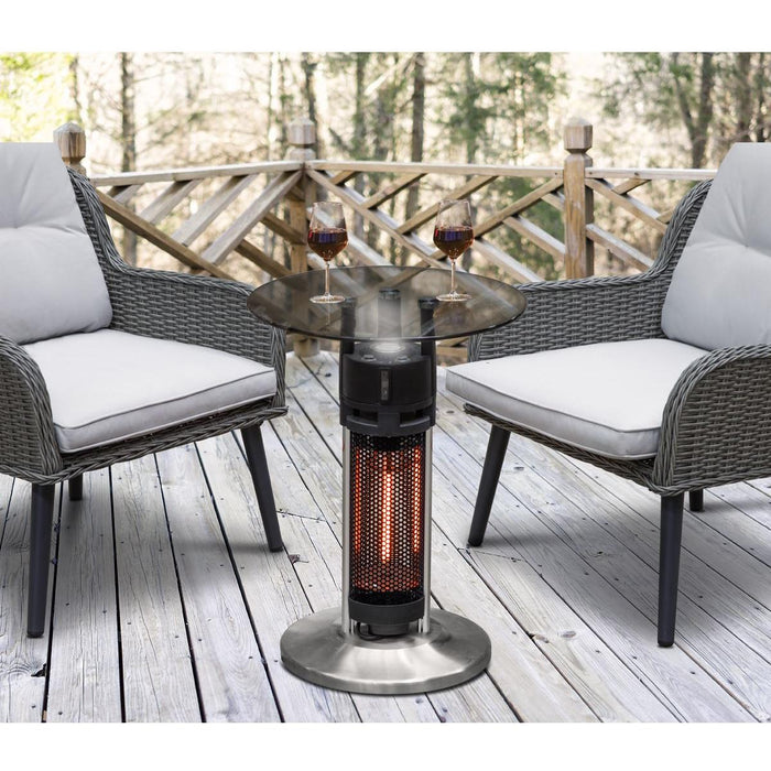 Dellonda Bistro Table with 1200W Heater - Black/Stainless Steel UK Camping And Leisure