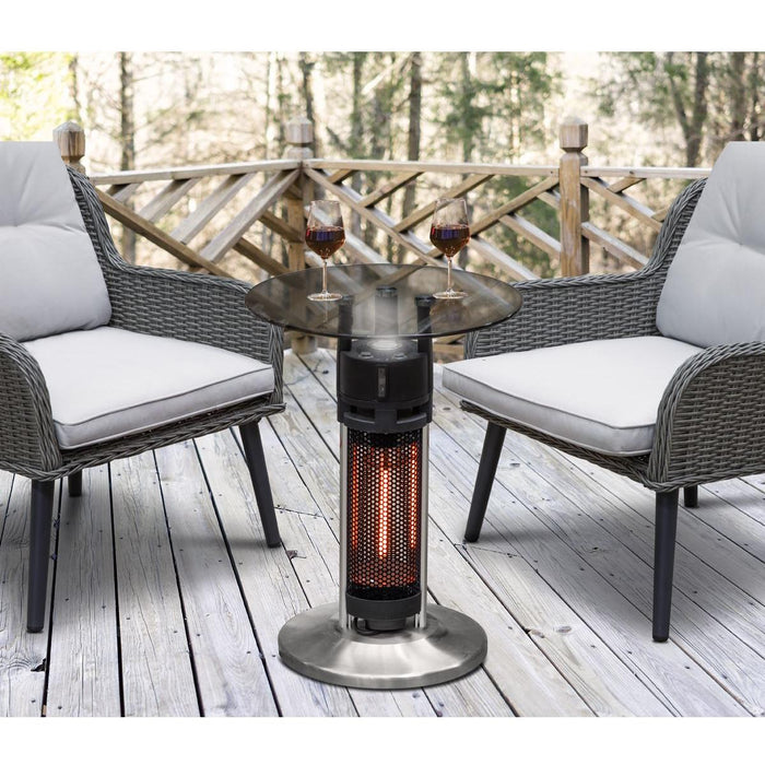 Dellonda Bistro Table with 1200W Heater - Black/Stainless Steel Dellonda - UK Camping And Leisure