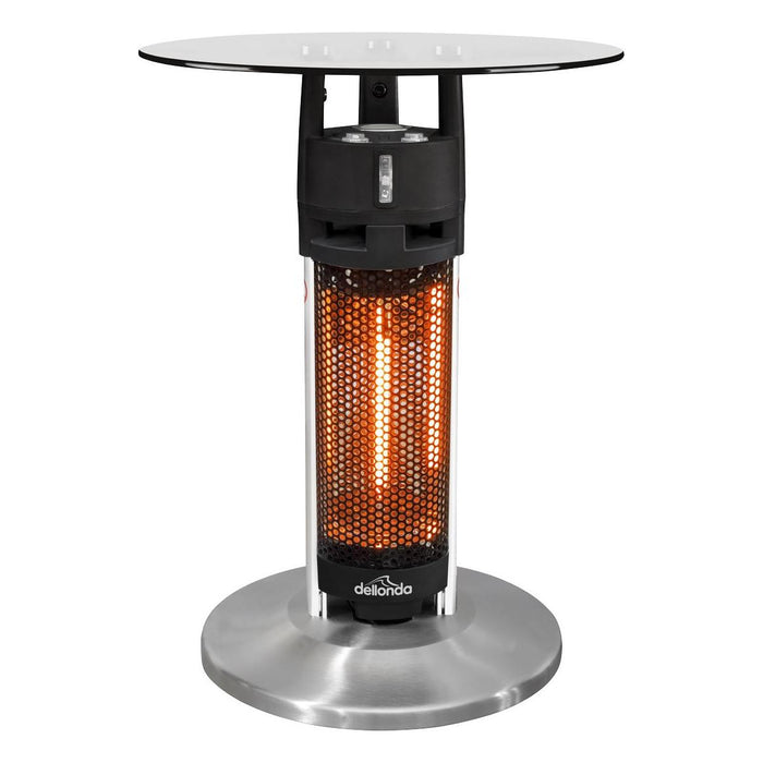 Dellonda Bistro Table with 1200W Heater - Black/Stainless Steel UK Camping And Leisure