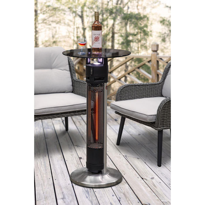 Dellonda Bistro Table with 1600W Heater - Black/Stainless Steel UK Camping And Leisure