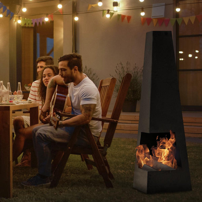 Dellonda Chiminea Wood Burner Heater for Outdoors W45cm x H150cm - Black Steel Dellonda - UK Camping And Leisure