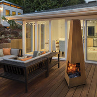 Dellonda Chiminea Wood Burner Heater for Outdoors W45cm x H150cm Corten Steel