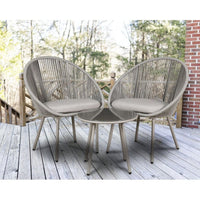 Dellonda Como 3 Piece Steel Bistro Set with Tempered Glass Top
