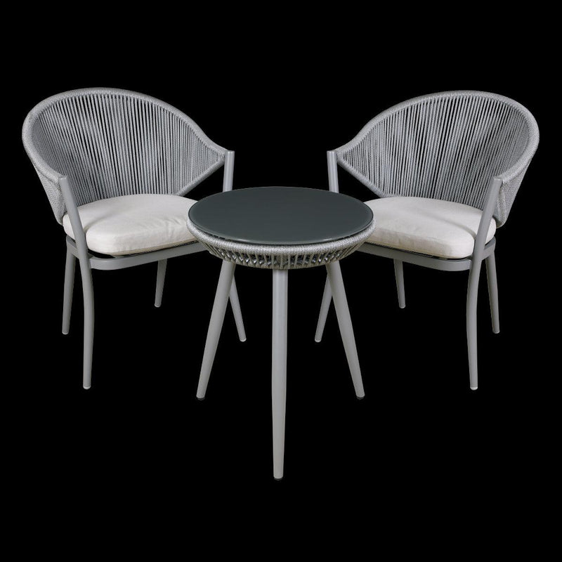 Dellonda Echo 3 Piece Balcony Set with Tempered Glass Top Dellonda - UK Camping And Leisure