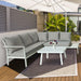 Dellonda Kyoto White 3 Piece Outdoor Garden Corner Sofa & Coffee Table Set UK Camping And Leisure