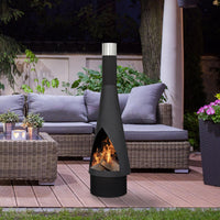 Dellonda Outdoor Chiminea Fireplace Fire Pit Heater Durable Black Steel