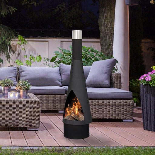 Dellonda Outdoor Chiminea Fireplace Fire Pit Heater Durable Black Steel UK Camping And Leisure