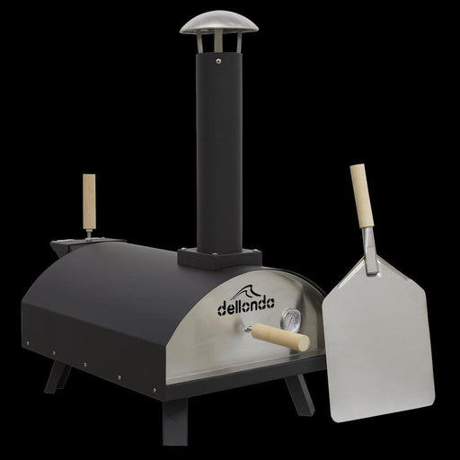 Dellonda Portable Wood-Fired 14" Pizza Oven and Smoking Oven Black/Stainless Steel - UK Camping And Leisure